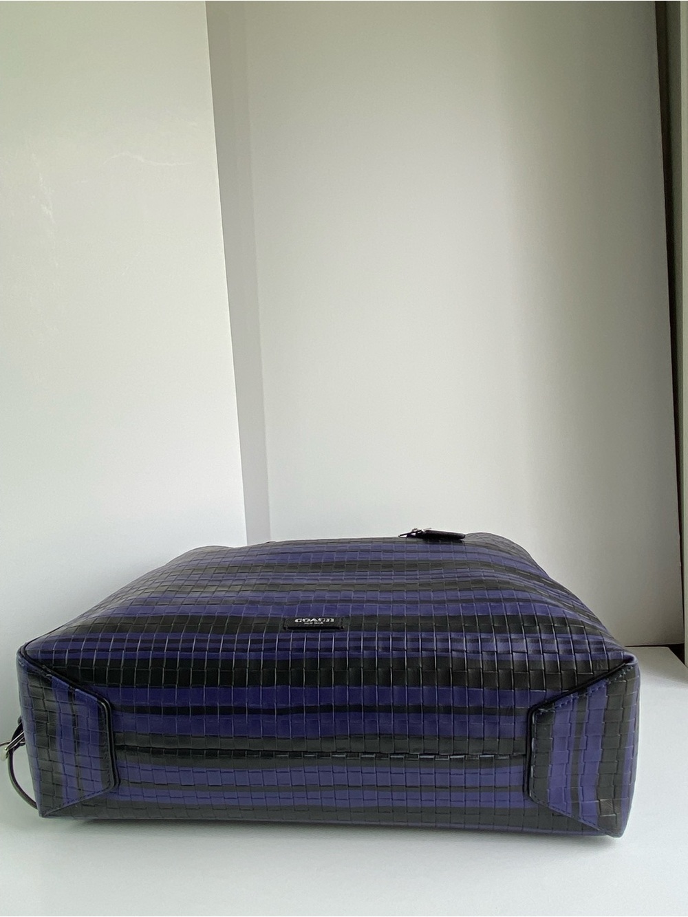 Coach Bleecker Woven Purple and Black Leather Satchel - Picture 10 of 13